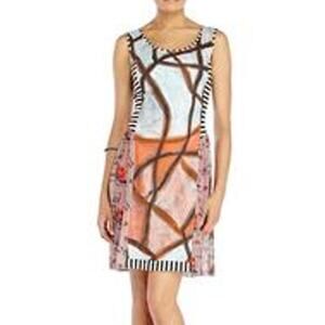 Save the Queen Dress Womens Small Floral Striped Sleeveless Mini Shift Pink Y2K